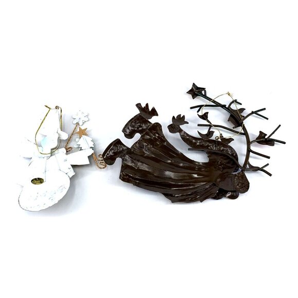 Santa Holding Branch With Birds and Snowman Metal Ornaments Wall Decor Lot of 2 - Picture 4 of 6